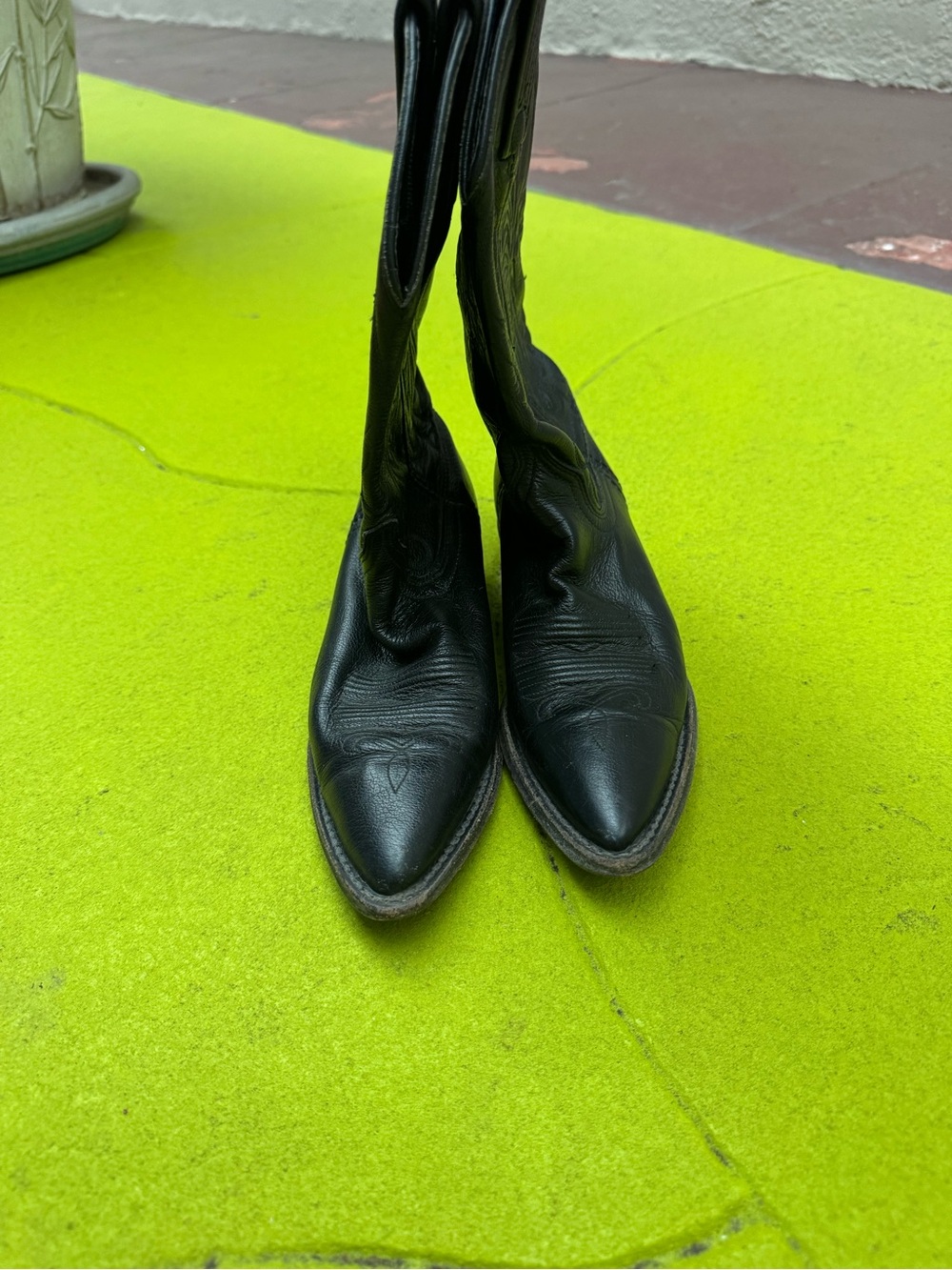 Dan Post Black Leather Western Cowboy Boots Men’s Size 5.5 Pointed Toe